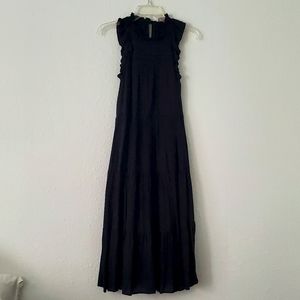 Loft black tiered midi dress